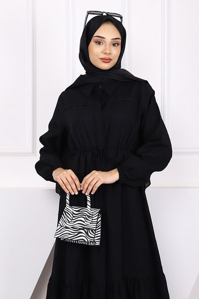 İmajButik Black Waist Tie Lace Dress