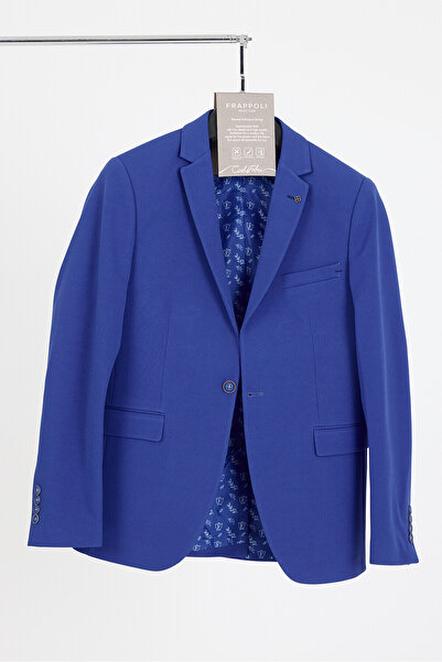 Frappoli Jachetă sport slim fit pentru bărbați Bortolo, albastru, tricotată, elastică, lycra, mono guler