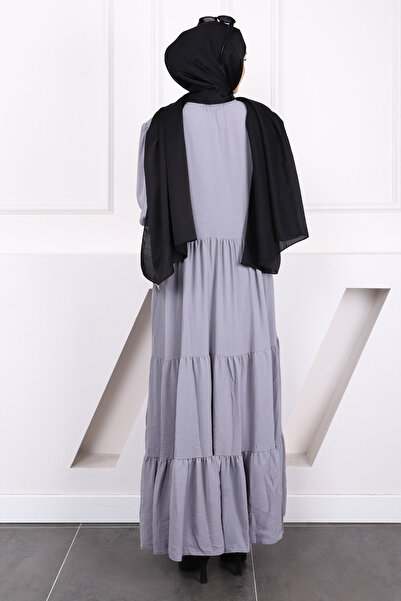 İmajButik Gray Sleeve Elastic Zippered Ferace