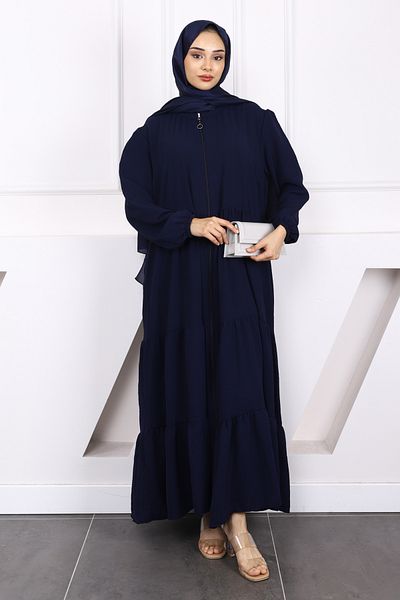 İmajButik Ferace cu fermoar elastic cu maneci bleumarin