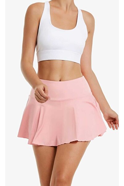 eccmoda kadın yüksek bel geniş kemer toparlayıcı etekli şort günlük spor havu...