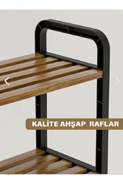 entarzlife Mega 4 Katlı Ahşap Ayakkabılık 60 Cm Ahşap Çubuklu 4 Bölmeli Lüks Raf Ünitesi Düzenleyici