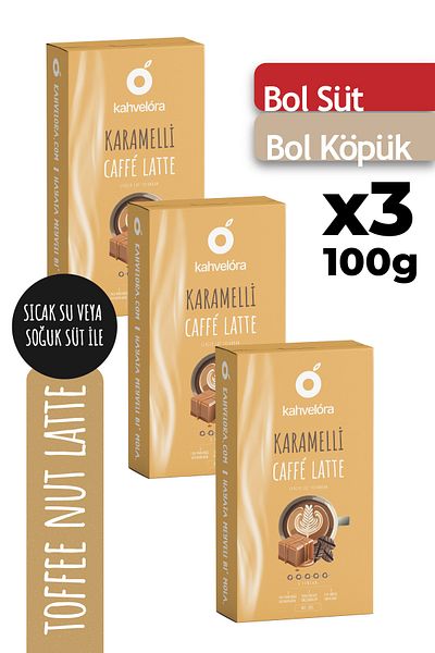 kahvelora 300g Caffe Latte Caramel Toffee Nut - Exquisite Drink - Ready Cafe Latte Coffee - Just Stir