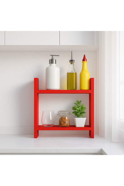 Alina Dizayn BUSE MUTFAK TEZGAH ÜSTÜ RAF KIRMIZI