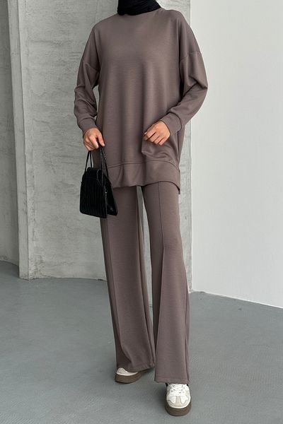 Feela Moda Women's Modal Combed Cotton Oversize Hijab Tunic Set 2020