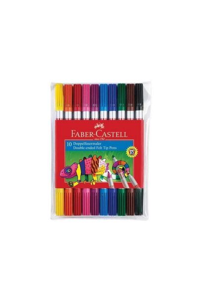 Faber Castell 10 أقلام تحديد ذات رأسين، ألوان نابضة بالحياة وساطعة، قابلة للغسل، مريحة، جسم بلاستيكي متين
