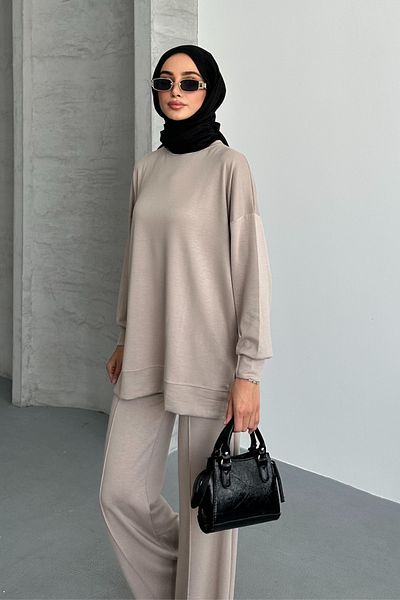 adba style Women's Modal Combed Cotton Oversize Hijab Tunic Set 4028