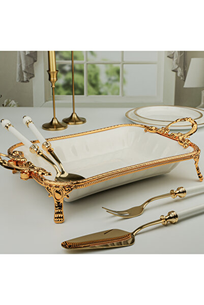 ROY KING Roykıng Elegance Dikdörtgen Sunum Tabağı Gold 43cm