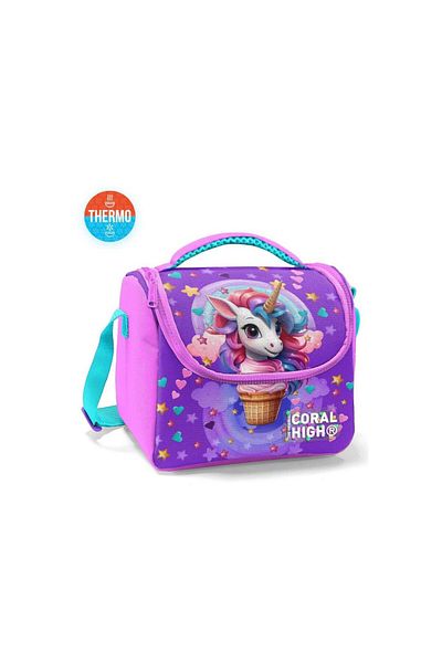 Coral High Purple Pink Unicorn Patterned Thermo Lunchbox 12782