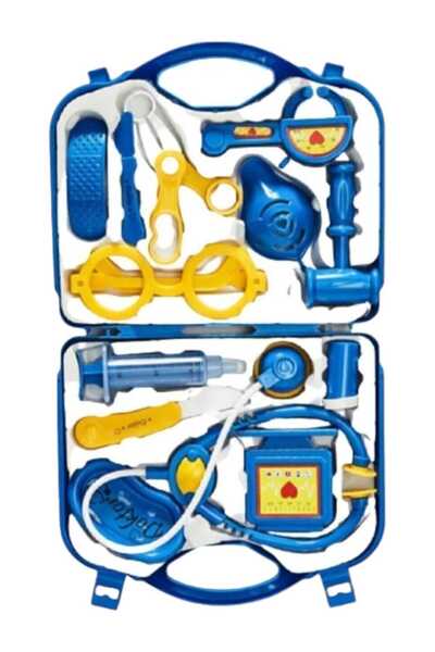Genel Markalar Mavi Renkli Çantalı 14 Parça Doktor Seti Oyuncak Vakumlu Kutuda
