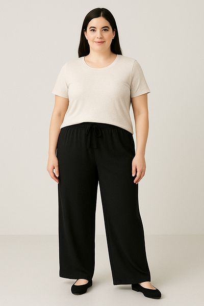 UBEYDE Women's Palazzo Pants Elastic Waist - Plus Size Women's Wide Leg