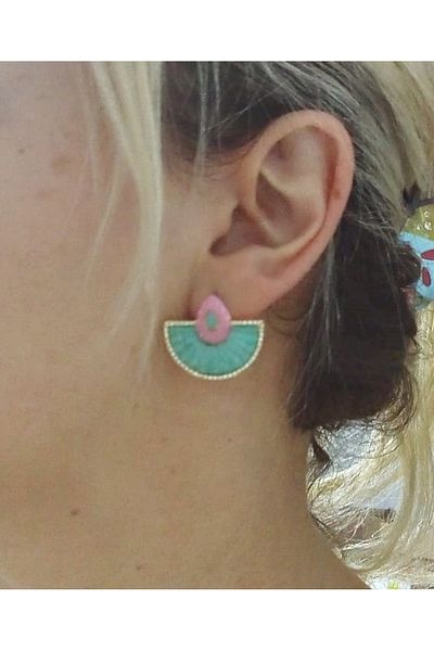 mos&more Steel Blue Small Fan Elegant Earrings