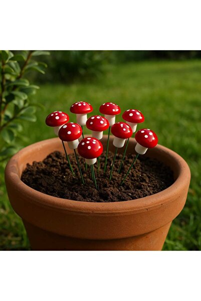 ÇINARASYADAHOME Yapay Mantar 50'li Dekoratif Strafor Mantar OrtaBoy Kırmızı B...