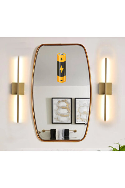 burenze Modern Tasarım Kare Costa Pilli Aplik Eskitme Gold Sarı 1 Adet 35 Cm