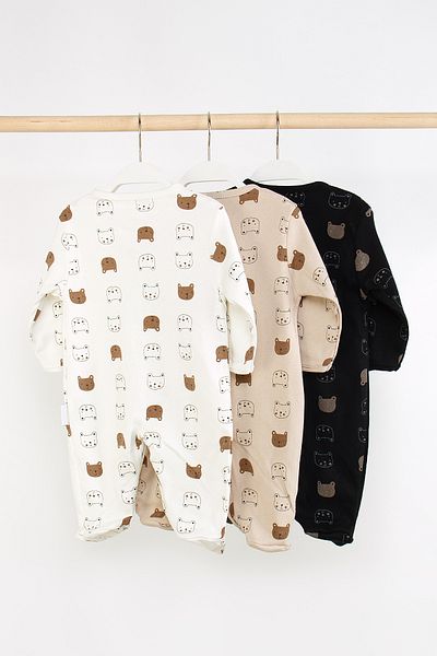 Mini Cotton 100% Cotton 3-Piece Printed Baby Romper with Booties and Snap Fasteners