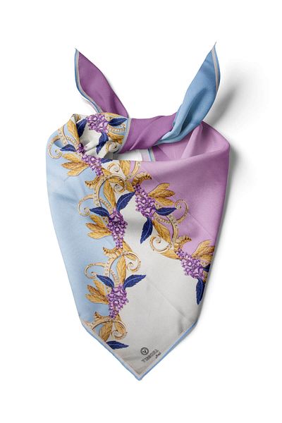 Vissona 80x80 Patterned Women's Bandana - 100% Silk