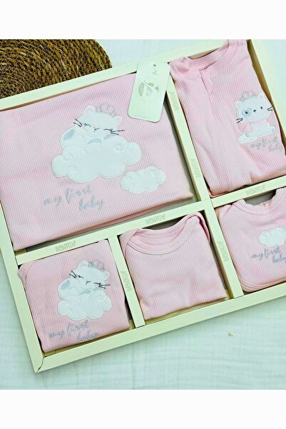 Bebitof My Baby Kumsal 100% Cotton 10 Pack Hospital Release New Cute Cat Patterned Pink 10115