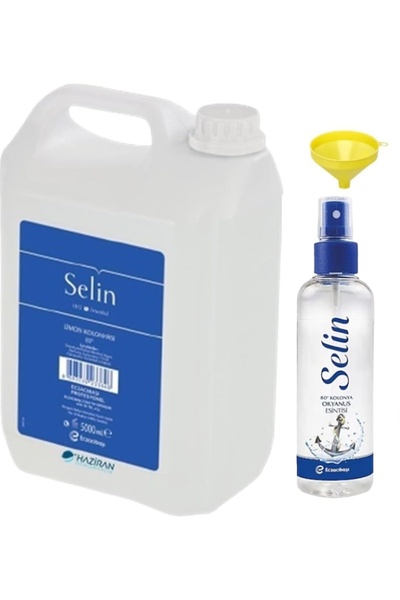 selin kolonya 80 Derece Limon Kolonyası 5 Litre Bidon + 1 Adet 100 ml Selin S...