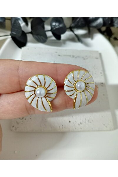 mos&more Steel Seashell Pearl Elegant Earrings