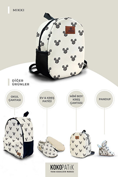 Kokopatik Kişiye Özel İsimli - Miki Desenli Orta Boy Kreş Çantası
