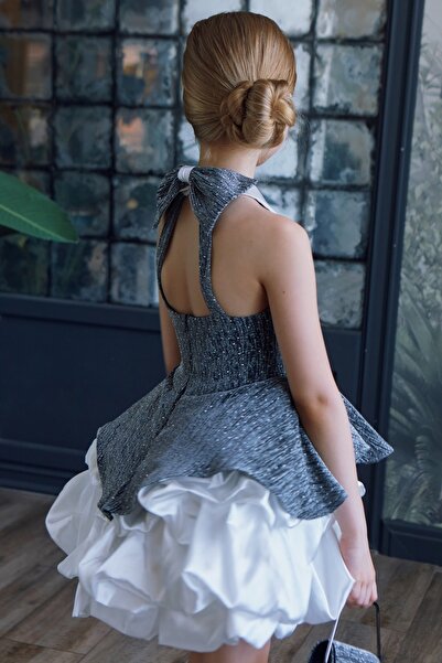 By Feyza Kids Collection kız çocuk Asil Işıltı” – Özel Tasarım Saten Balon Etekli Elbise,mini el çantası dahil