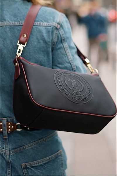 U.S. Polo Assn. Navy Blue-Claret Red Women's Shoulder Bag Us25675