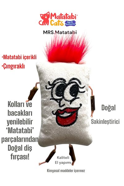 MATATABİ CATS Mrs. Matatabi Natural, Sound, Fabric Cat Toy 12 Cm (Does Not Contain Catnip/Herb)