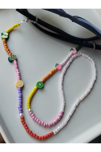 Amabel Jewelerys Fruit Fimo Bead Detailed Sand Bead Glasses Rope Special for Children (Eid-Carnival Gift)