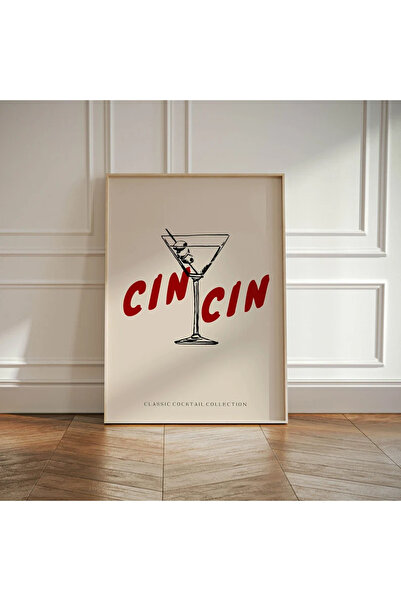 512 STORE Cin Cin Klasik Kokteyl Koleksiyon Duvar Dekor Estetik Çerçevesiz Po...
