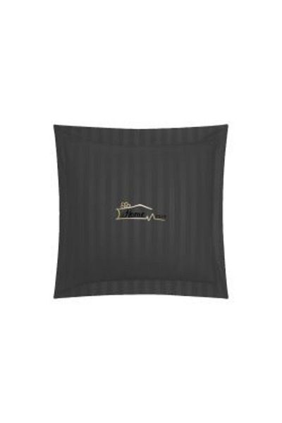 HomePuls Față de pernă Damasc Bumbac 100% dungă 1 cm, 40 x 40 cm și tiv cu bordură 3,5 cm, Negru