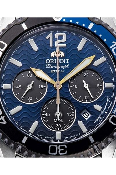 Orient Men's Blue Solar, Japanese, stop second