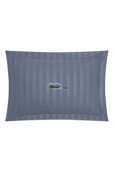 HomePuls Pillowcase Damask 100% Cotton Stripe 1 cm, 50 x 70 cm with Edge Hem 3.5 cm, Anthracite Gray