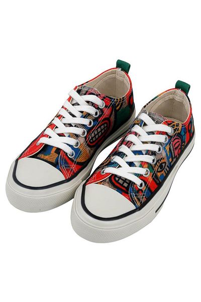 Dogo Women's Vegan Red Sneakers - Mad Face Design