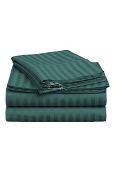 HomePuls Cearsaf de pat 2 persoane king size Damasc Bumbac 100% tip Hotel cu dunga 1 cm, 240 x 260 cm, Gri An