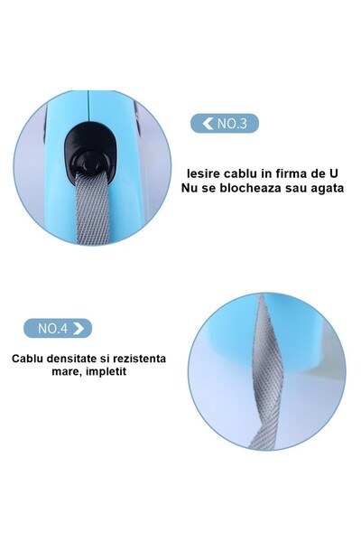 Flippy Retractable Dog Leash, 3 m, 20 kg, ABS, Green/Blue, 8x12x4 cm