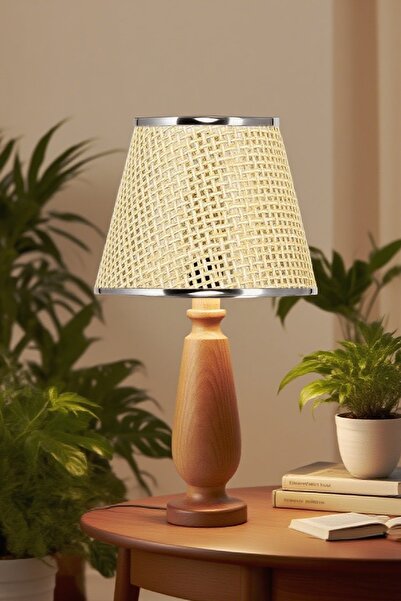 571 Store Magnolia Table Lampshade Wooden Body Fabric Headboard Decorative Table Lamp Night Light