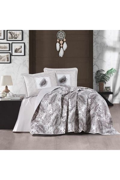 Clasy Quilted Double Bedspread, 240 x 260 cm and 2 Pillowcases 50 x 70 cm, Brown PUMA V 2