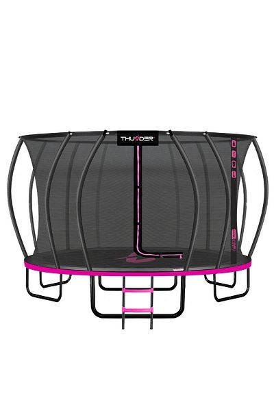 Thunder Children's trampoline, Diameter 488 cm, Inner net, max. 150 kg, with ladder, Pink