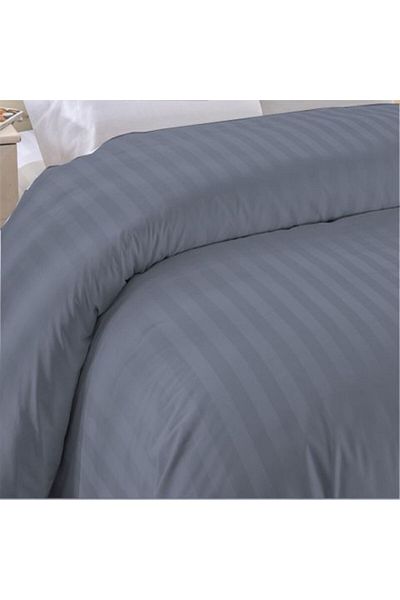 HomePuls Cearsaf de pilota 2 persoane Damasc Bumbac 100% tip Hotel cu dunga 1 cm, 180 x 220 cm, Gri Antracit