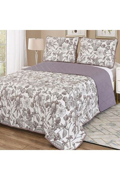 Ralex Quilted Bedspread 230 x 250 cm with 2 Pillowcases 50 x 70 cm, Elegant Brown