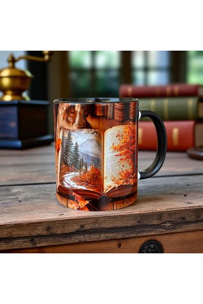 mug shop Library Book Quality Porcelain Design Mug - Gift Book Black Mug Cup