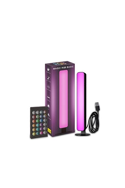 Camy Lampa de Birou, RGB Colorat, 14 LED, Putere 5V, Telecomanda cu 24 de Taste, Cablu USB, Negru, 25.5x4