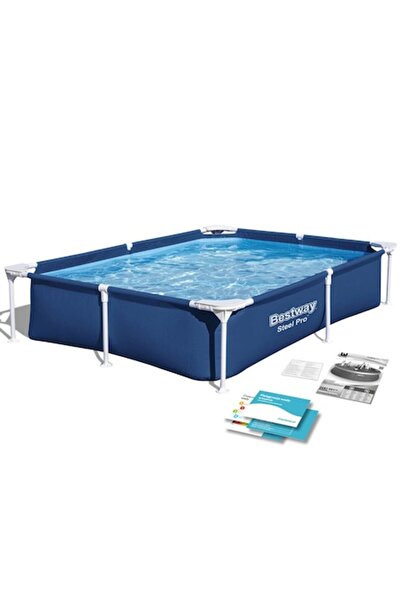 BESTWAY Piscină de grădină cu cadru metalic, dreptunghiulară, albastră, 221x1...