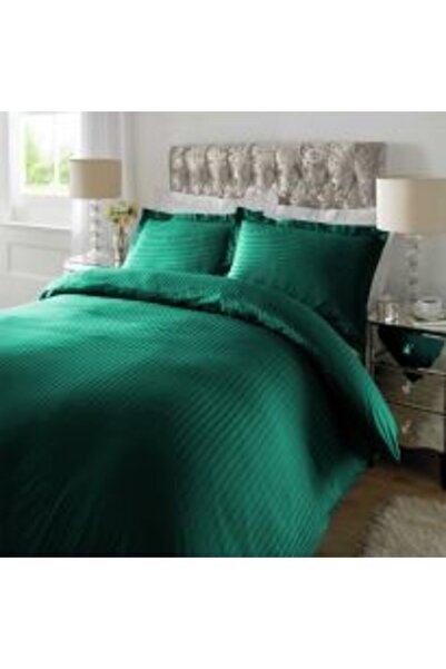 HomePuls Bed Sheet for Double Bed Damask Polycotton Stripe 1 cm, 220 x 230 cm, Green