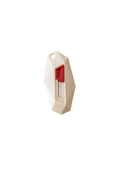 Primlife Cutter for Boxes with Rounded Tip, Serrated Edge, Keychain Type, 6.5x3.5 cm, Cream