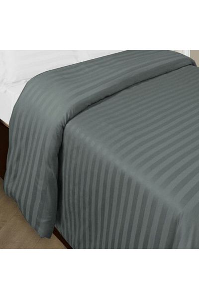 HomePuls Cearsaf de pilota o persoana Damasc Policoton dunga 1 cm, 140 x 220 cm, Gri Inchis