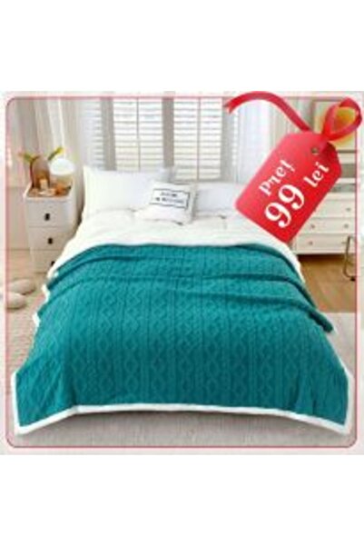 Ralex Blanket with fleece, knitted pattern, double bed 200 x 230 cm, Yellow
