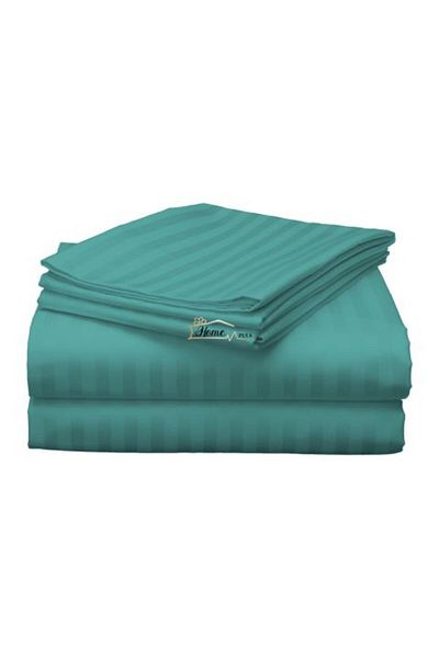 HomePuls Single Bed Sheet Damask Polycotton Stripe 1 cm, 160 x 230 cm, Turquoise