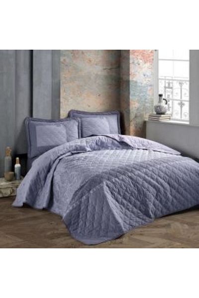 Clasy Quilted Bedspread for Double Bed, 240 x 260 cm with 2 Pillowcases 50 x 70 cm, Anthracite RISA