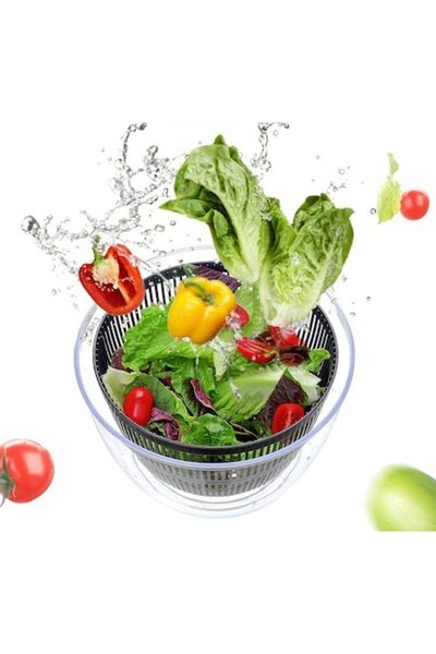 Primlife Manual Salad and Greens Dryer, Plastic, 20x20x25 cm, Capacity 5L, Black